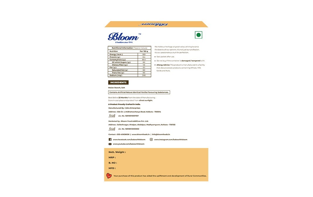 Bloom Custard Powder Vanilla   Box  400 grams